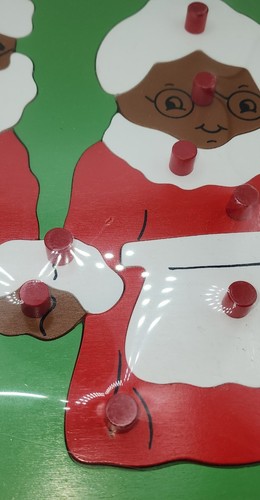 Vintage 1993 Puzzle People Black Santa/Mrs. Clause Wooden Peg Puzzle Christmas - Picture 6 of 6