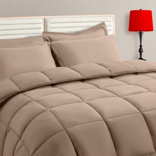 Size Comforter Set - 7 Pieces, Bed in a Bag Bedding Sets with All Full Beige