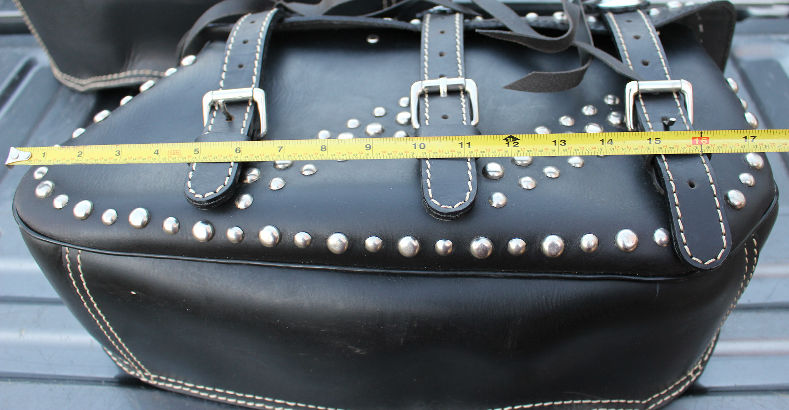 Indian Saddle Bags "Indian" Embossed in Leather Chief Chrome Studs