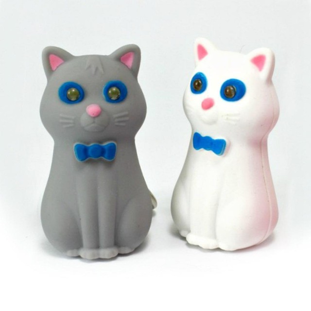LED CAT KEYCHAIN w Light & Sound Meow Noise Toy White Gray Animal NEW Key Chain | eBay