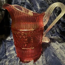 Vintage Fenton Cranberry Ribbed 5" Tall Pitcher - Marked