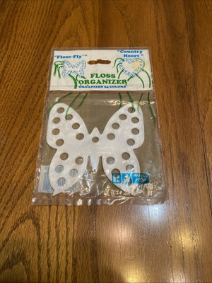 #ad Vintage Ramco Arts Floss Fly Embroidery Floss Organizer White Butterfly NIP $6.00