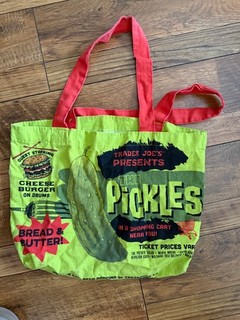 NWT Trader Joe's Cotton PICKLES IN JAR Canvas Tote Grocery Tote Bag
