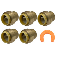 5 Pack XFITTING 3/4" Push Fit Cap w/ 1 Clip, Push to Connect End Cap Plug, Brass
