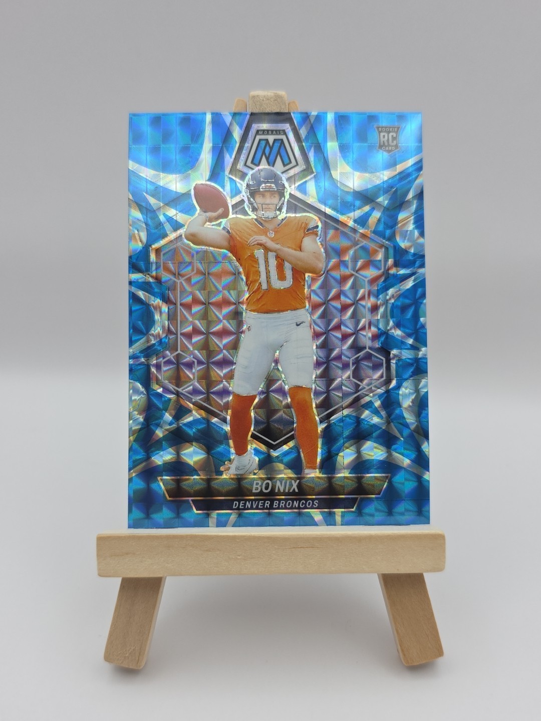Bo Nix RC 2024 Panini Mosaic Blue Reactive #312 Denver Broncos Football NFL