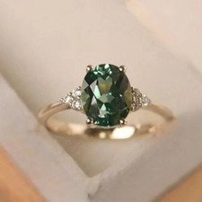 Lab-Created Alexandrite 2.00Ct Oval Cut Wedding Ring 14K Yellow Gold Plated