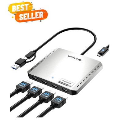 Multi-Monitor Display Adapter: Quad HDMI 4K@60Hz with USB-C Connectivity