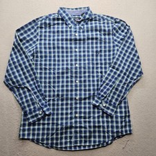 Chaps Men's Size XL Blue Green Black White Plaid Button Down Shirt Long Sleeve