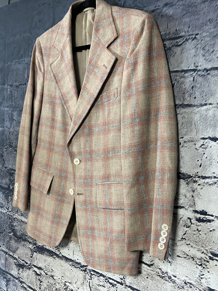 Rogers Peet Blazer Mens Small S37 Plaid Wool Silk Blend Sport Coat - Image 2 of 4