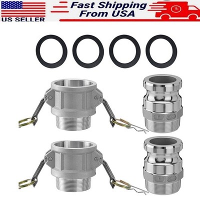 2 Pack Aluminum Camlock Fittings Type B & Type F Cam and Groove Hose Fittings