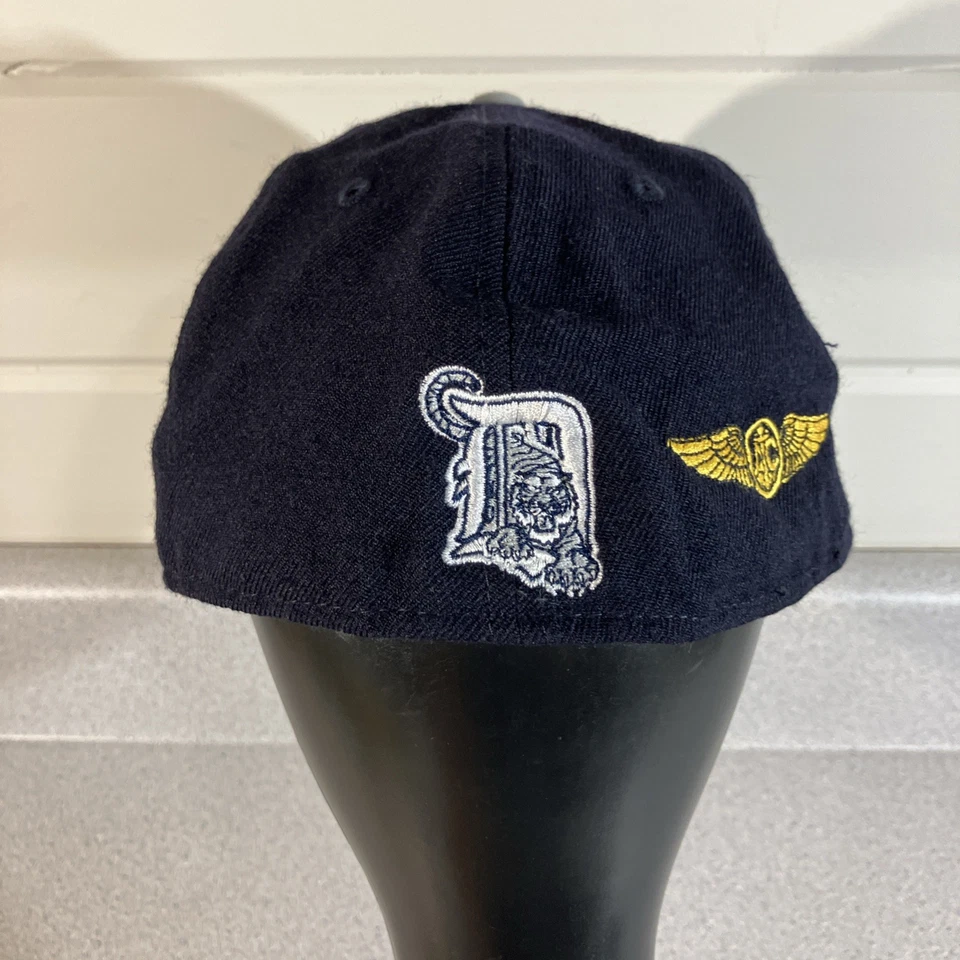 Detroit Tigers 7.25 New Era 59fifty Fitted Hat Navy Air Crew Side Patch Vtg Rare - Image 3 of 4
