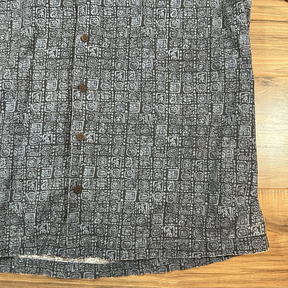 LL Bean Mens XL Tall |Blue| Short Sleeve Aztec All Over Print Button Up Shirt - Image 4 of 4