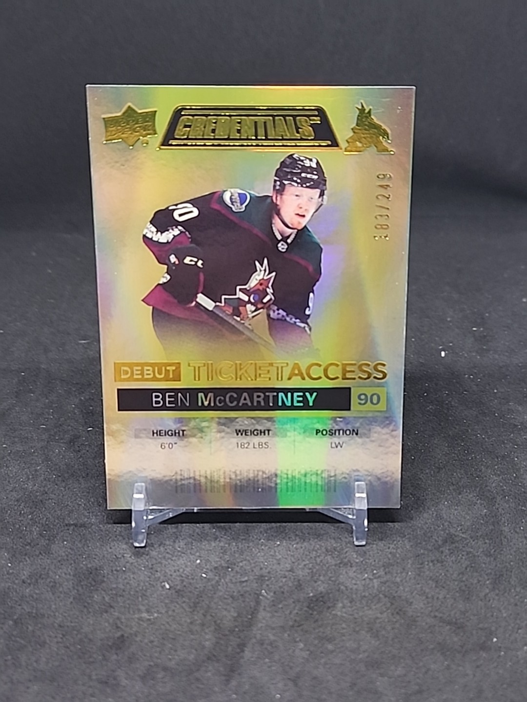 2021-22 Credentials Debut Ticket Access Yellow /249 Ben McCartney #85 Rookie RC