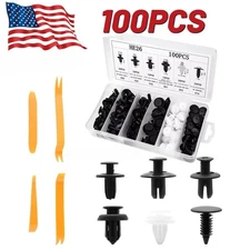 100Pcs Bumper Clips Fender TRIM Car Auto Push Pin Rivet Fastener Panel + 4 Tools