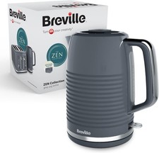Breville Zen Grey Electric Kettle | 1.7L | 3kW Fast Boil | Grey & Silver Chrome