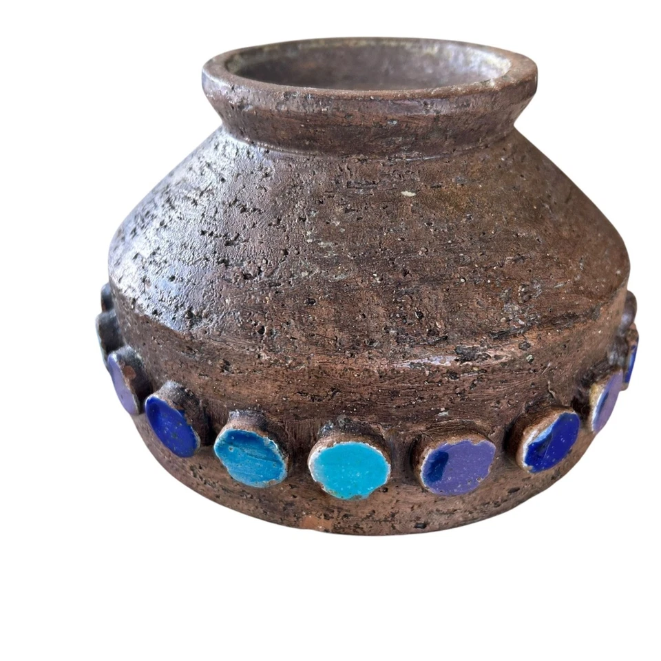 Cuenco cubierto con tapa de disco aplicado de cerámica MCM Bitossi #875 Italia Aldo Londi Foto 2 de 4