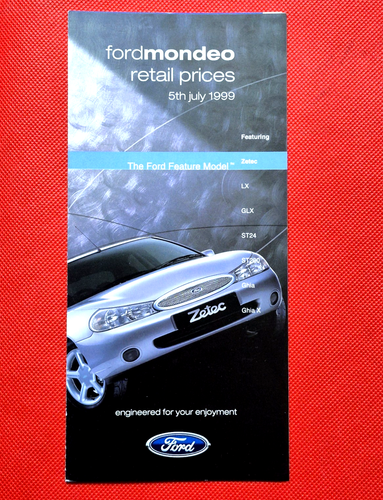 1999 FORD MONDEO Price List - ST200 ST24 Ghia X Zetec GLX LX - Excellent - Afbeelding 1 van 3