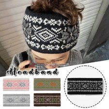 Winter Knitted Snowflake Headband Sweat-Absorbent Wide Sports Yoga Hairband.