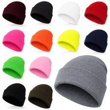 WHOLESALE Adults Beanie Hat Mens Womens Winter Turn Up Neon Unisex Slouch BULK