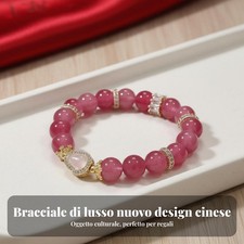 Bracciale cristallo rosa design zucca cinese