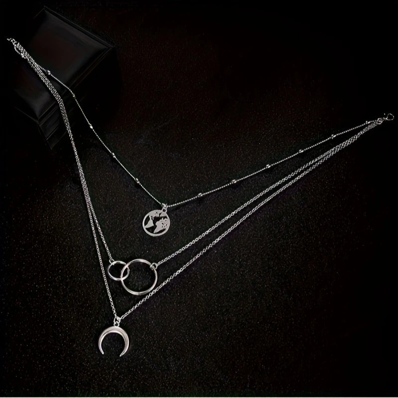 Moon Star Necklace Multi Layer Necklace Alloy Necklace Women's Jewelry 。
