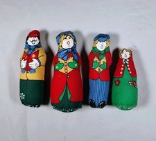 Vtg 1970s Christmas Pillow Family, Hand Sewn, Caroling. Parents, Brother Sis