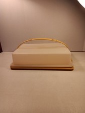 Vintage Tupperware Rectangle Cake Keeper Carrier w/Handle Harvest Gold