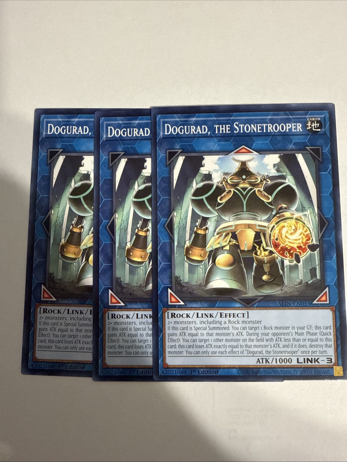 Dogurad Stonetrooper 3x Playset ALIN-EN053 1st Edition NM Yugioh Card