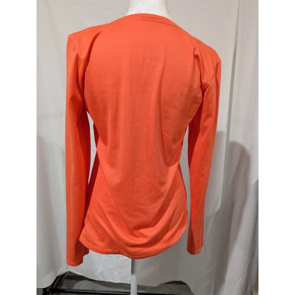 Camisa Top Nike Dri Fit Para Mujer Talla Pequeña Naranja Cuello en V Corte Atlético Correr Usada en Excelente Condición Foto 4 de 4