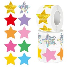 1500 PCS Holographic Star Stickers, 1.5 inch- 3 Rolls, Holographic Star