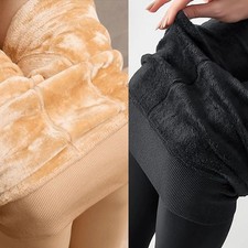 Women Fleece Lined Warm Full Length Legging Pants Tight Winter Thick Sweatpants