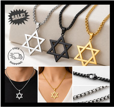 Star of David Necklace Magen David Jewish Pendant Stainless Steel Unisex