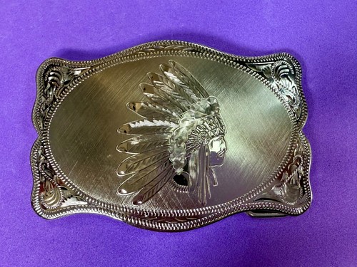 Gorgeous Lazy K Native American Indian In Head Dress Vintage Belt Buckle In Case - Picture 18 of 22