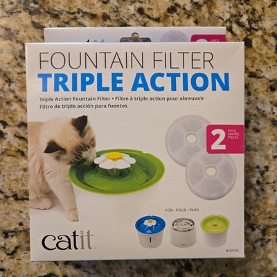 Catit 2.0 Triple Action Flower Fountain Replacement Water Softening Filter 43745