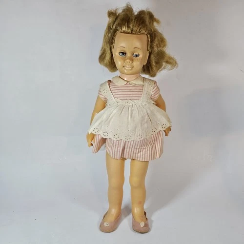 Vintage Mattel Chatty Cathy Doll 1960 Blonde Hair Blue Eyes Pink Dress Shoes