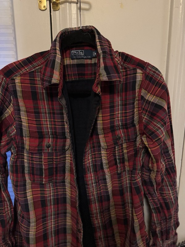 Polo Ralph Lauren Red/Purple Plaid Double Layer Gauze Flannel Work Shirt M RRL