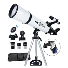 80mm Portable Telescope - 600mm Focal Length with Smartphone Adapter & Tripod