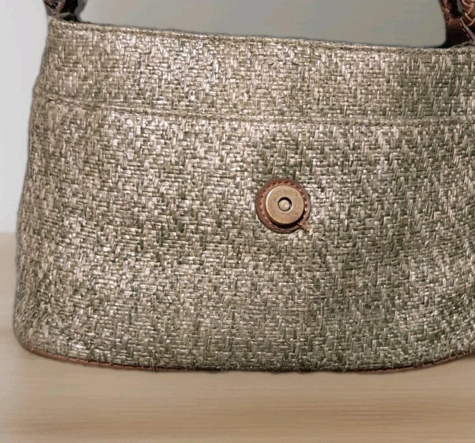 Reliquia Verde Paja Cuero Correa Cartera Bandolera Bolso Bohemio Foto 3 de 4