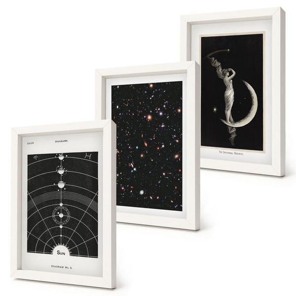 Poster Set Im Rahmen FüR Zuhause Nachtdarstellung Des Sonnensystems Weiß Rahmen-image