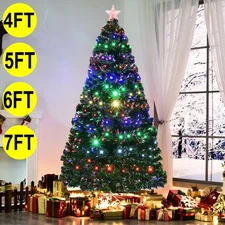 Pre Lit Fiber Optic Christmas Tree Color Changing LED Lights with Star Top Green