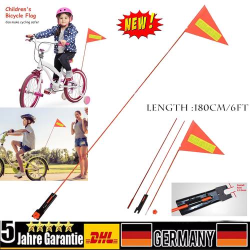 180cm-Fahrradwimpel Sicherheitswimpel Fahrrad Fahne Flagge Wimpel neon orange. - Bild 2 von 13
