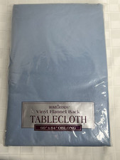 VTG HomeTrends Vinyl Flannel Back Tablecloth 60"x84" Oblong Blue
