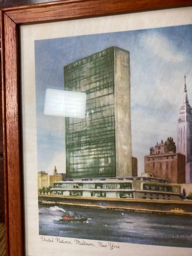 Virginia Carleton United Nations Midtown New York print framed Mid Century - Picture 5 of 6