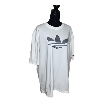 Adidas NWT L White Original Logo Women Tee T-Shirts #1030C