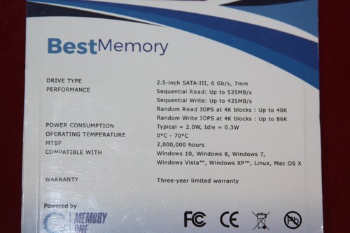 SATA III 2.5" SSD, Best Memory Highlander Series, 120GB, 7mm, 535Mb/s - 435Mb/s. - 第 2/3 張圖片