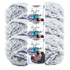 3 Pack Lion Brand Yarn 322-204BH Go for Faux Bulky Yarn, Chinchilla