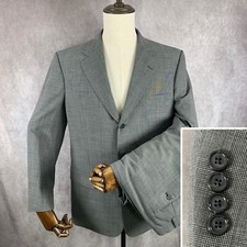 Brooks Brothers 2 Piece Suit Men 41R Gray 34x28 Windowpane Glen Check Brookscool