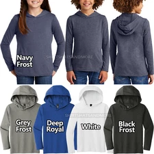 Youth Long Sleeve Hoodie T-Shirt Triblend Boys Girls Kids Hooded Tee XS-XL NEW!