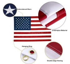 American Flag Made in USA flag Embroidered 4x6FT Outdoor Heavy Duty Sewn Stripe