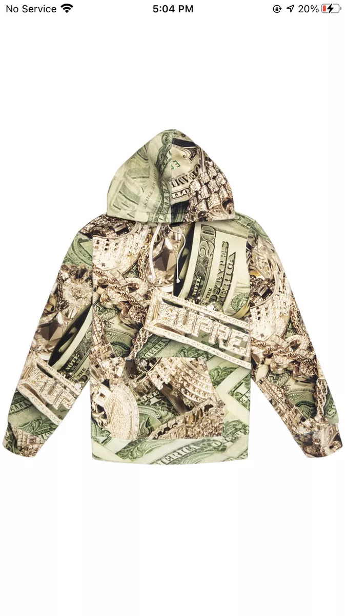 SUPREME BLING HOODED SWEATSHIRT GREEN SIZE MEDIUM SS20 BRAND NEW WITH TAGS